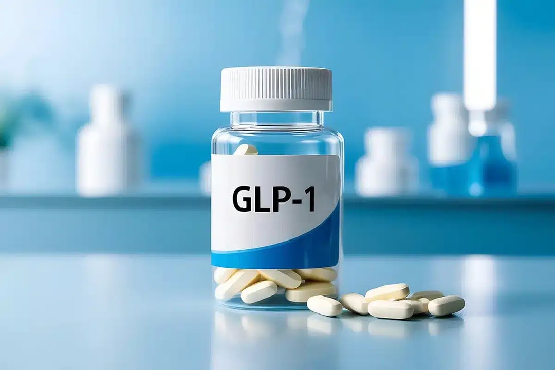 medicine bottle labeled glp