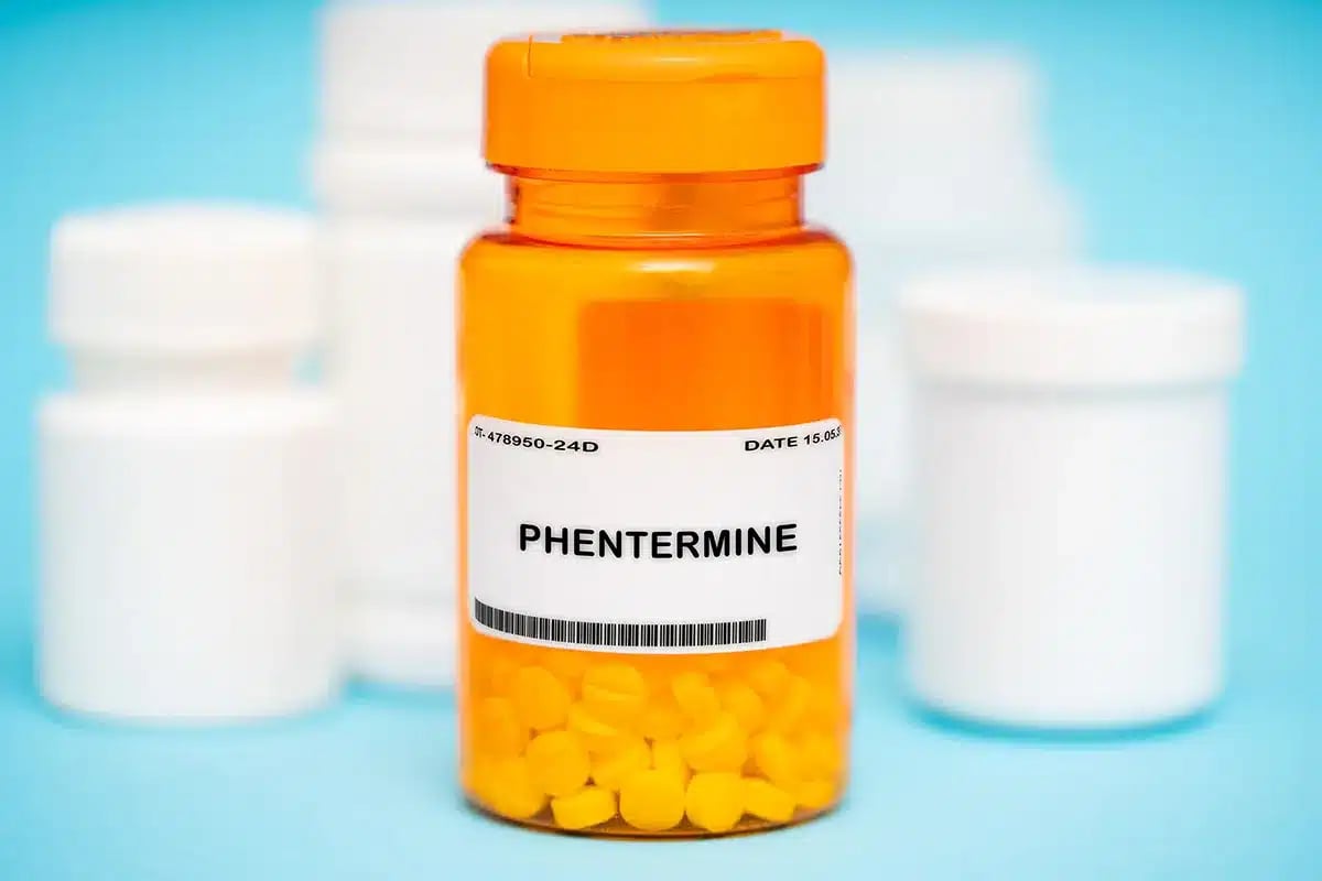 Bottle of Phentermine pills.