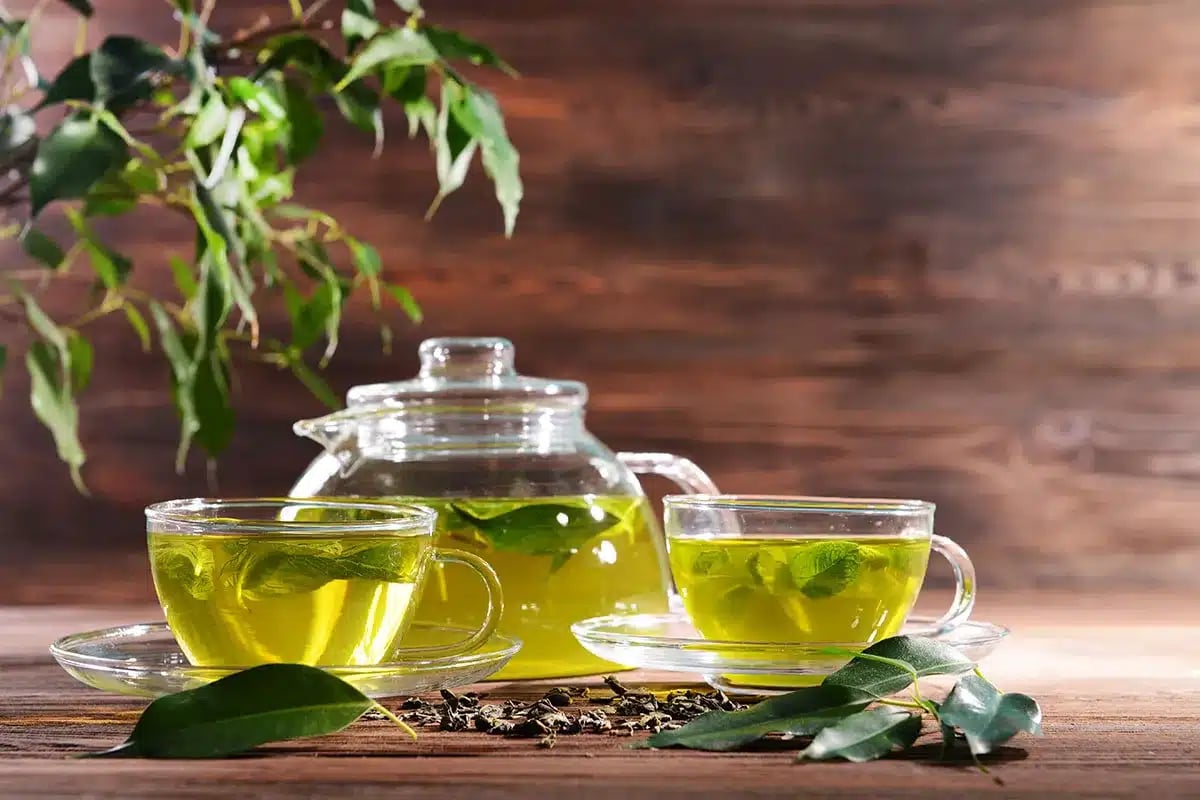 Cups of green tea