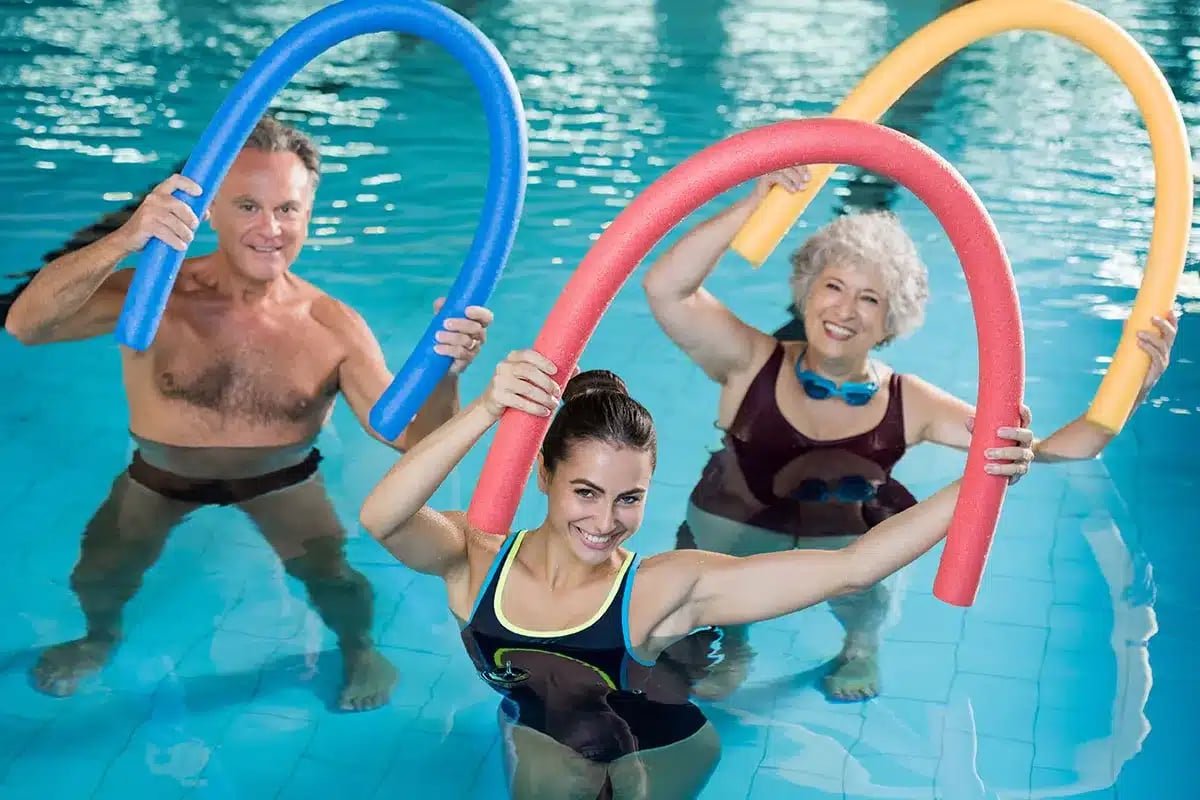 Water aerobics class.